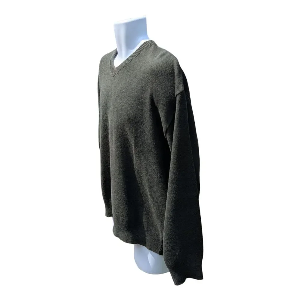 Cypress Links Golf Wear V-Neck Sweater Green Men's Large 100% Cotton Soft Casual